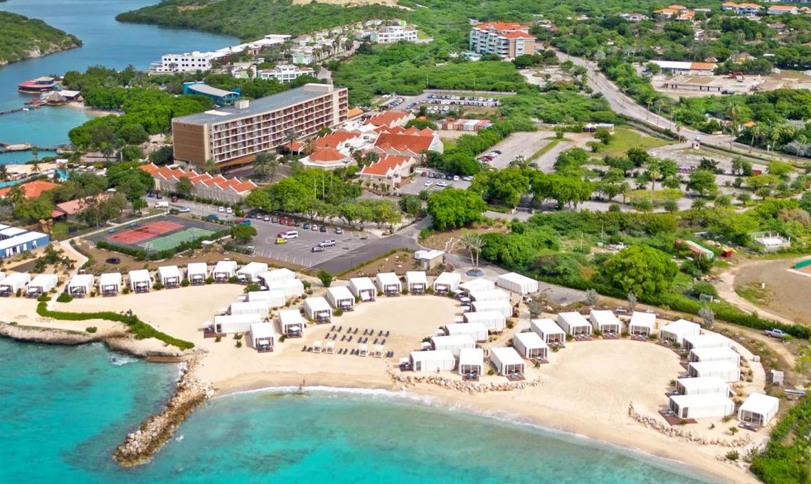Aerial view of income-producing beachfront property in Curaçao